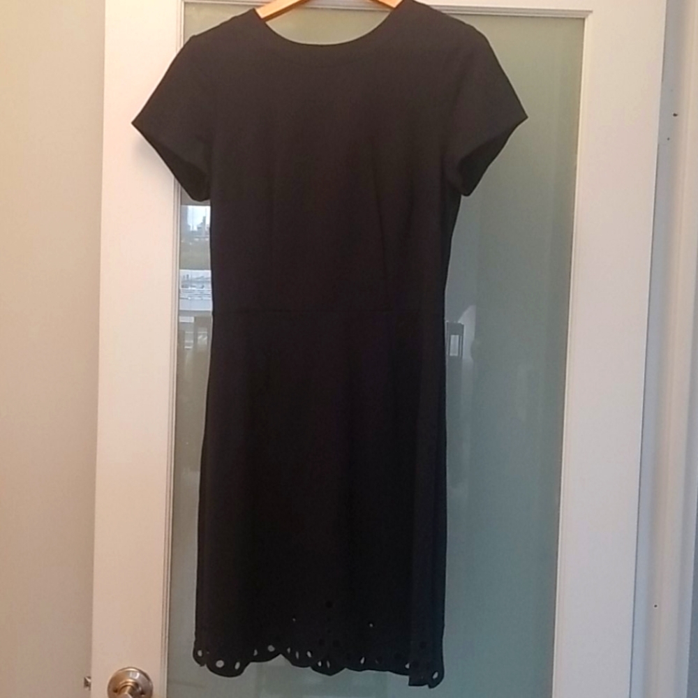 Navy dress with lace detailing